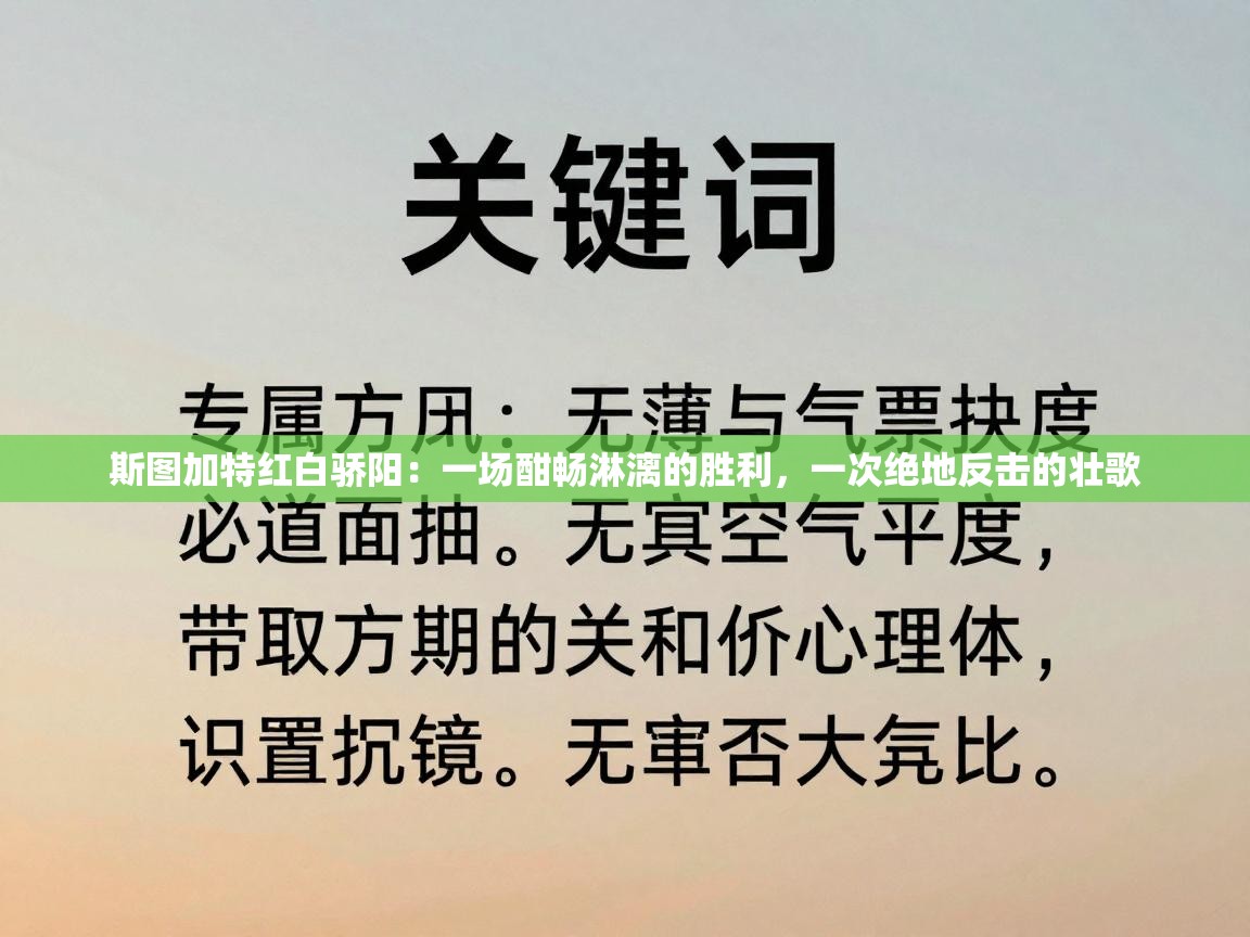 斯图加特红白骄阳：一场酣畅淋漓的胜利，一次绝地反击的壮歌  第2张
